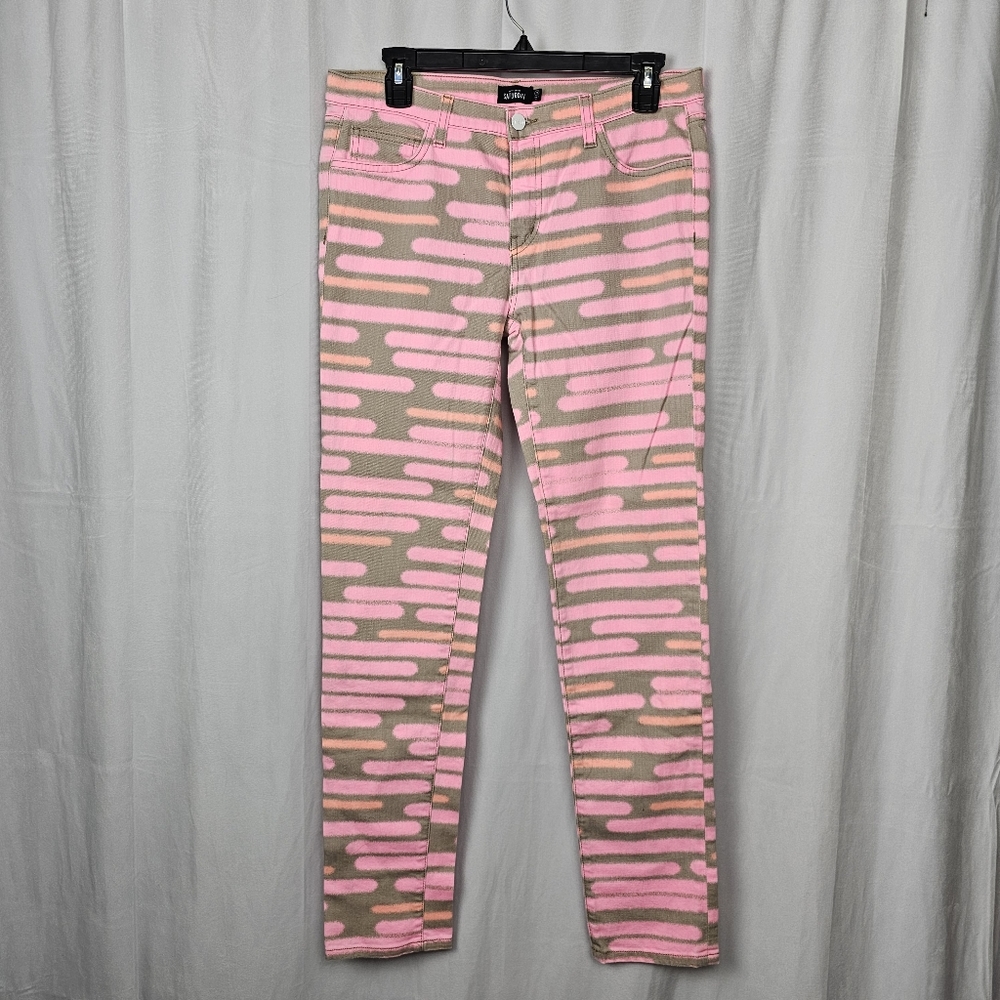 Saturday Kate Spade spray Painted Pink Stripe Skinny Jeans Size 29